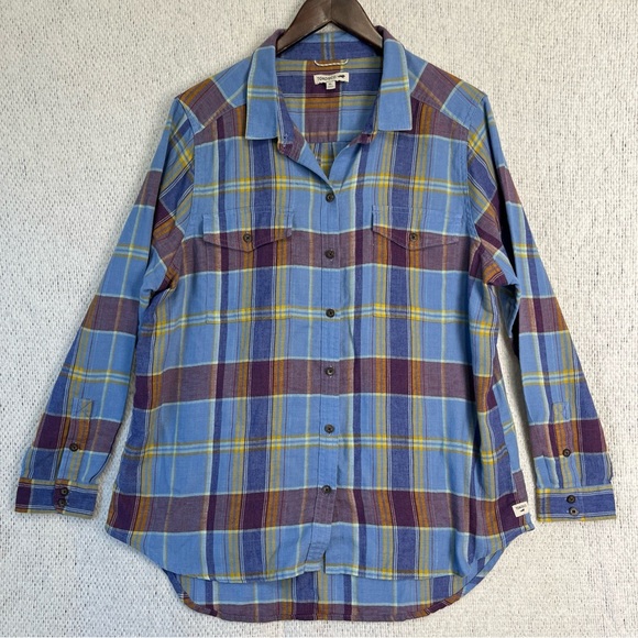 Toad&Co Tops - Toad Co Re Form Flannel Shirt Womens XL Blue Brown Plaid Button Down Casual Top